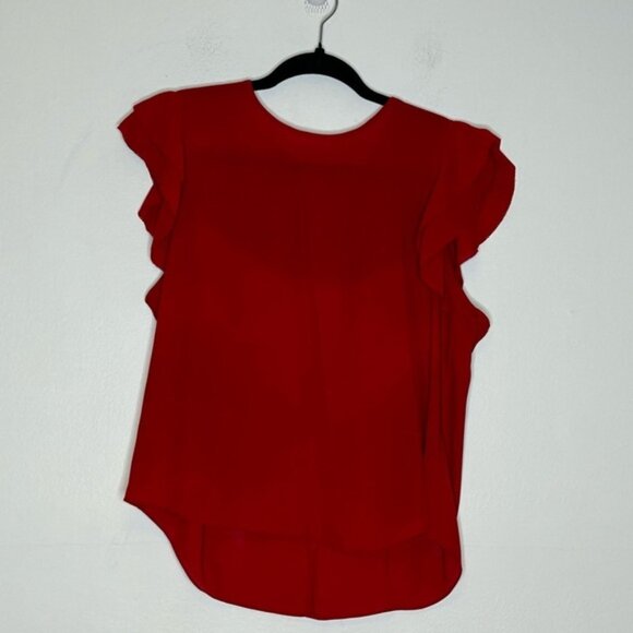 Aritzia Sunday Best Sz L OHara Red Ruffle Blouse - Picture 2 of 8